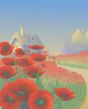 vignetted poppy garden desktop